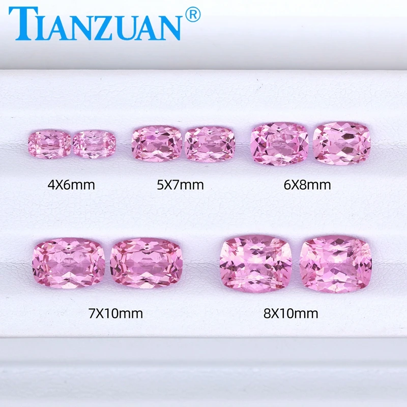 

Long Cushion Shape Lab Grown Pink color Sapphire Sakura Pink Color Natual Cut Synthetic Corundum with Inculsions Loose Stone