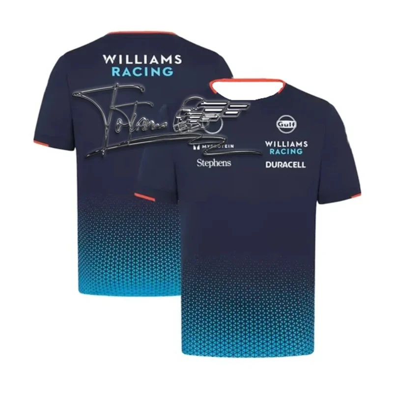 New hot selling F1 Williams team extreme sports casual T-shirt for summer 2024, quick drying breathable short sleeved Top