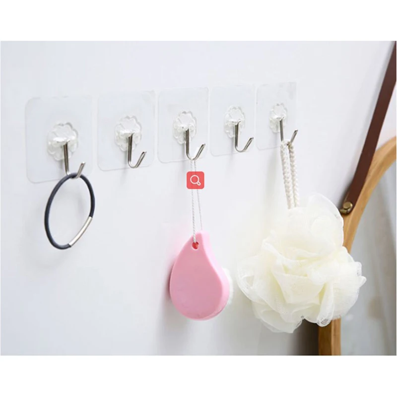 10 PCS Wall Hooks 15 KG Heavy Duty Self Adhesive Hook Waterproof  Strong Hooks