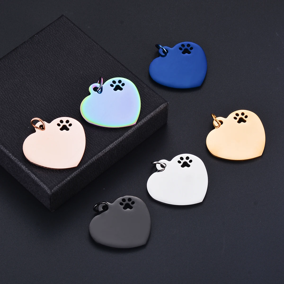 5 Teile/los Spiegel Poliert Hohl Pfote Herz Blank ID Charms Edelstahl Anhänger Für DIY Halskette Schmuck Machen – Detail 7