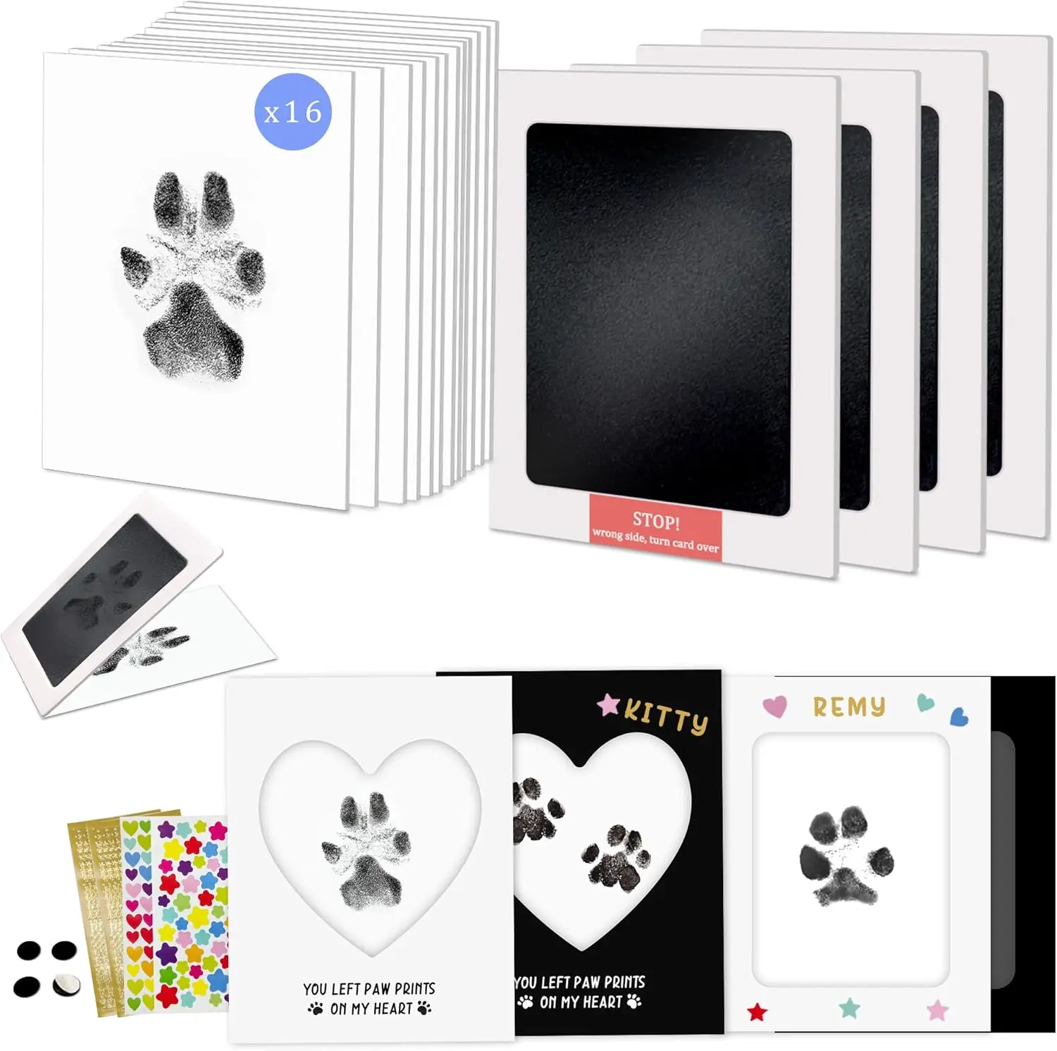 

Inkless Paw Print Kit for Dogs Cats, Clean Touch Pet Paw Print Stamp Pad, 4 Imprint Papers, Keepsake Frame, Gift for Pet Owners