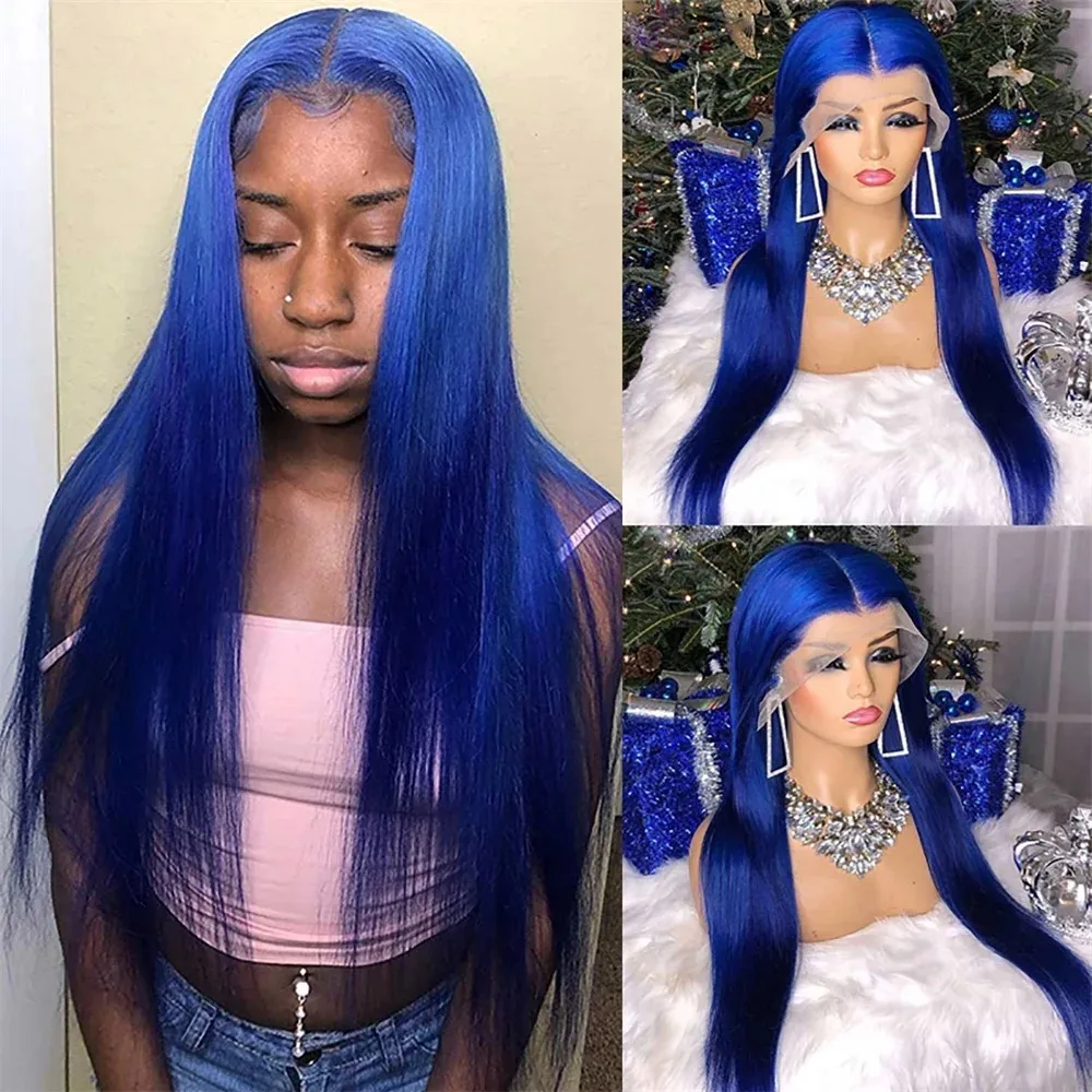 

Blue /Blonde /Pink Bone Straight Lace Front Wig 13x4 HD Synthetic Natural Hairline Heat Resistant Preplucked Cosplay On Sale