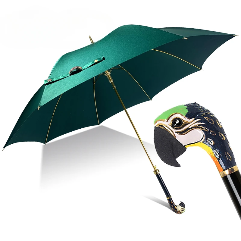 Sun Umbrella UV Protection Enamel Colored Parrot Head Clear Umbrella Dark Green Umbrella Fully Automatic