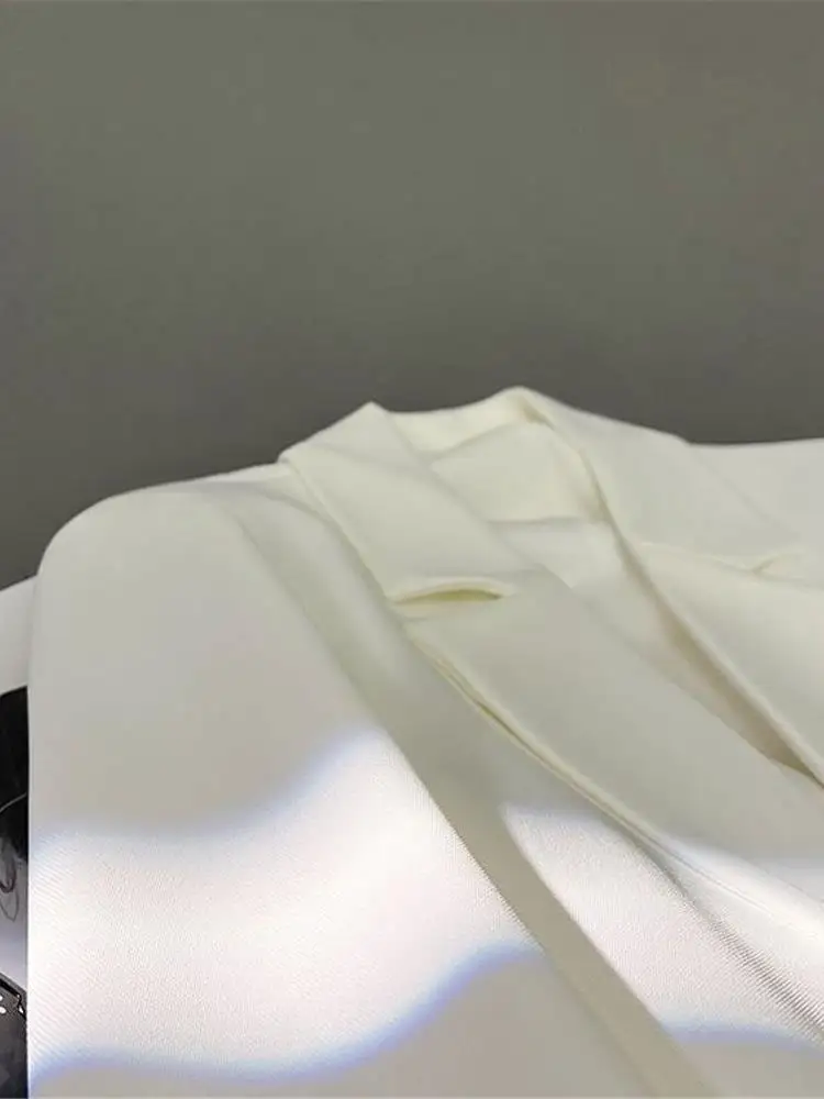 

Ele White Casual Commute Women's Suit Jaet Spring Autumn 2025 New Korean Sle Long Sve Cleanfit Office Wear