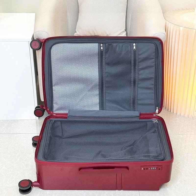 New Design Large Capacity Suitcase Wide Handle Men Women Carry-On Luggage Travel Trolley Case USB Charging 20/24 Inch