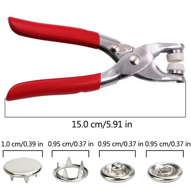 Metal Snap Buttons Rings with Fastener Pliers Press Tool Kit for Clothing Sewing