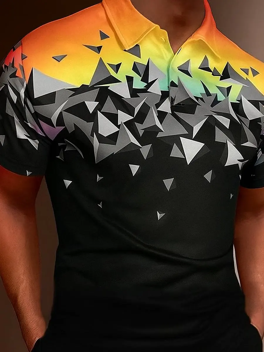 Rainbow Art Casual Short Sleeve Polo Shirt Men‘s Casual Short Sleeve Polo Shirt