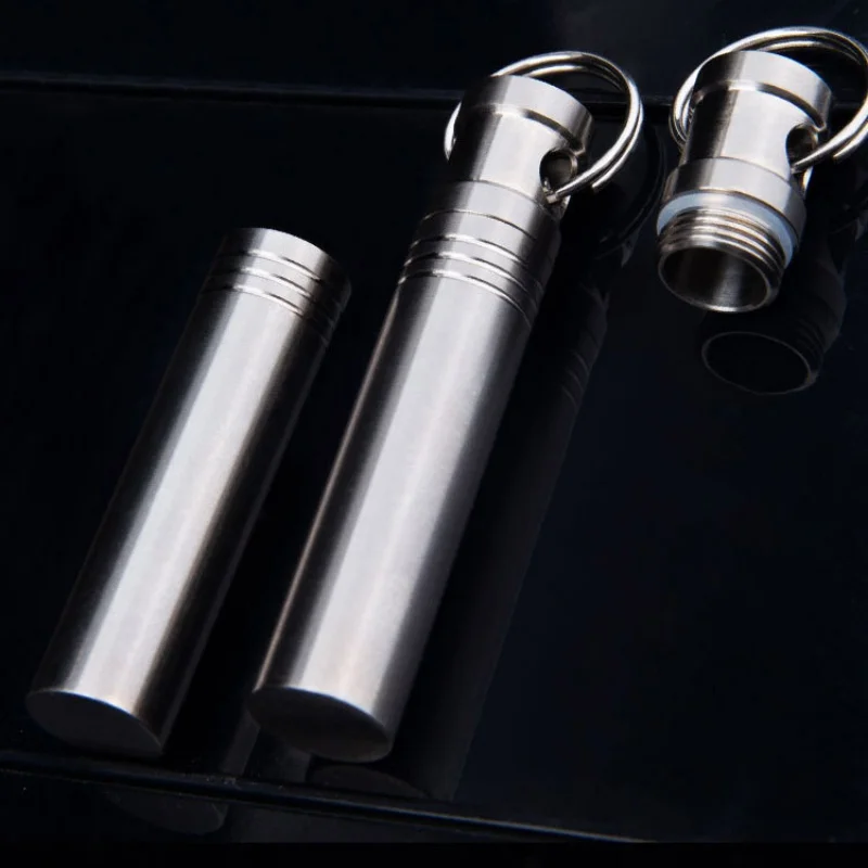 Titanium Alloy Waterproof Pill Box Portable Sealed Capsule Storage Container Bottle Medicine Case Multi-function Gadget EDC Tool