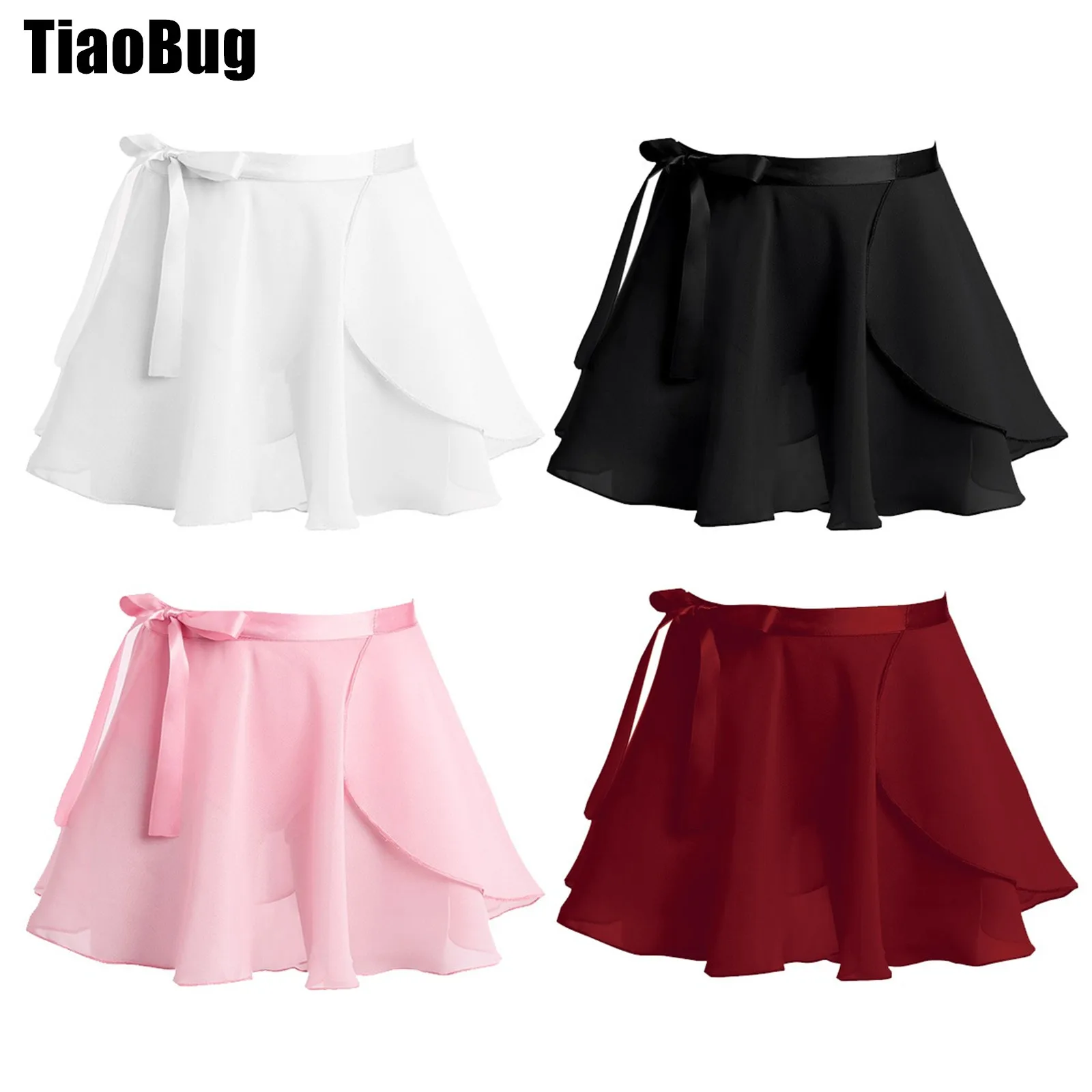 Kindermeisjes Chiffon Dansrok Basic Classic Mini Pull-On Wikkelrok Met Tailleband Stevige Geplooide Rok