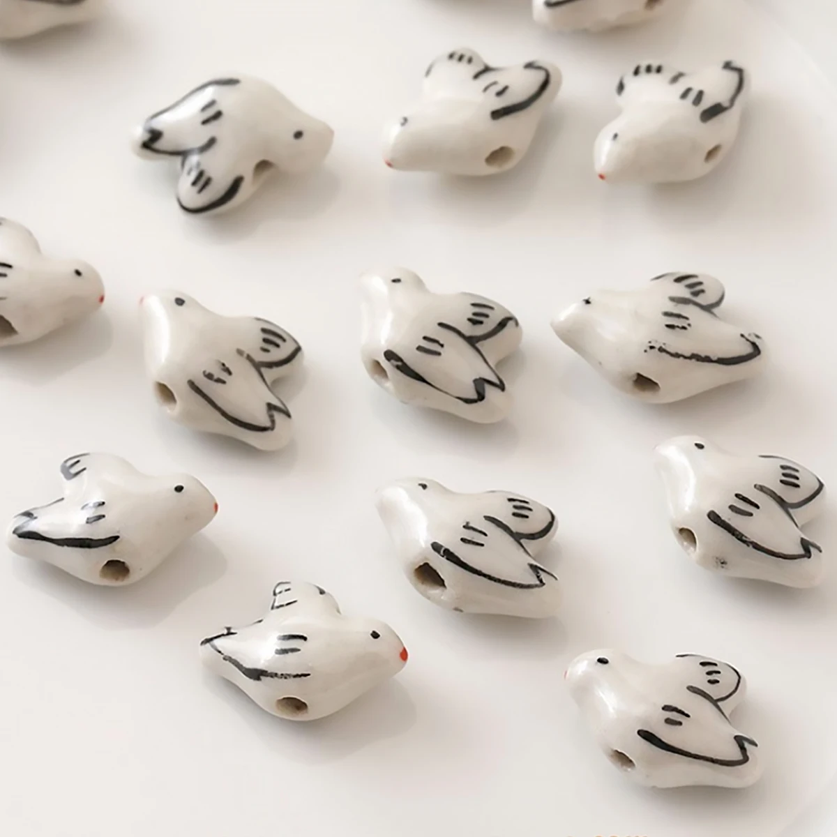 

18x12mm Hand Painted Animal Pigeon Ceramic Beads For Jewelry Making DIY Loose Spacer Porcelain Bead Bracelet Earring Necklace