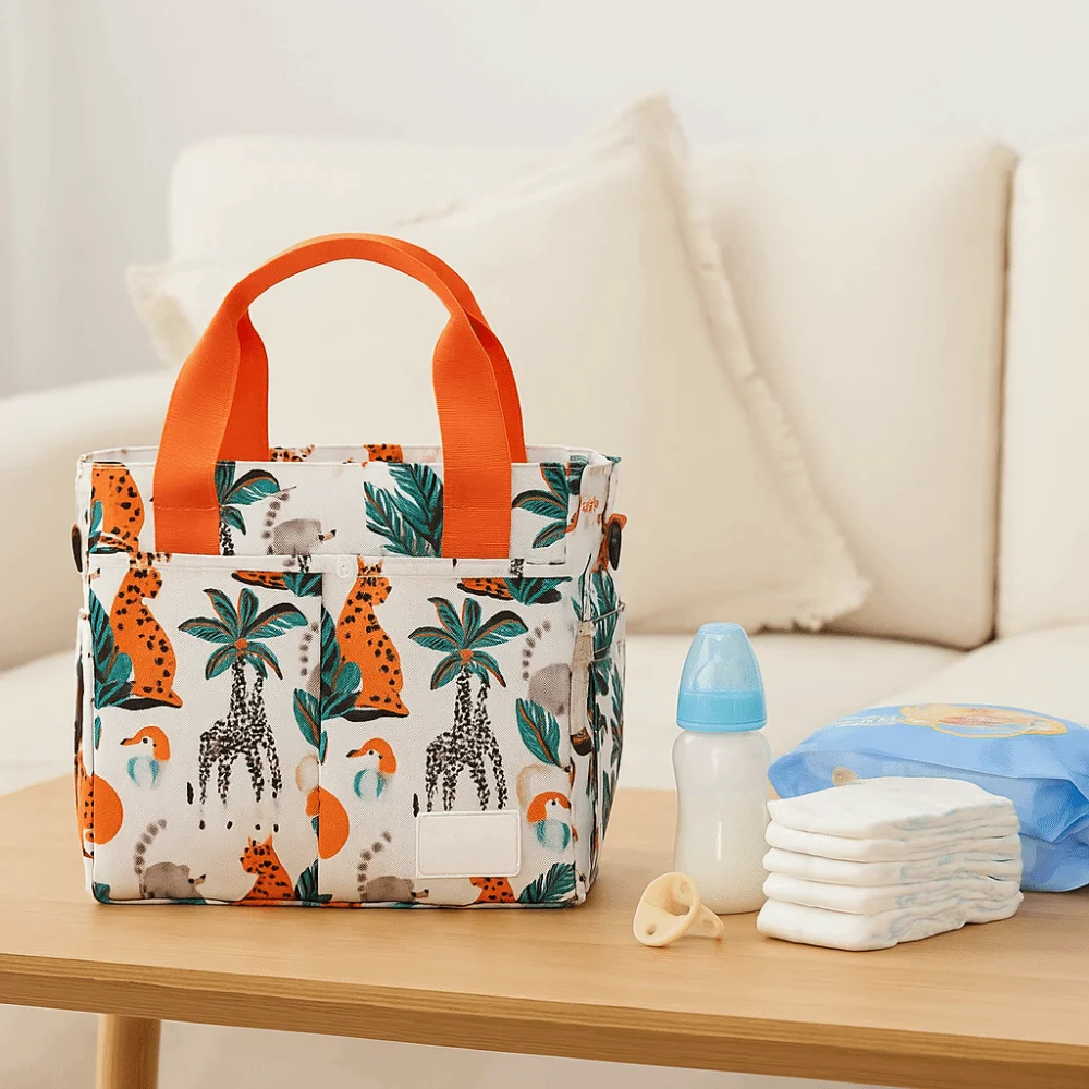 

Multifunctional Printed Mommy Bag Large Capacity Waterproof Baby Nappy Bag Lightweight Wide Opening Baby Diaper Bag Travel