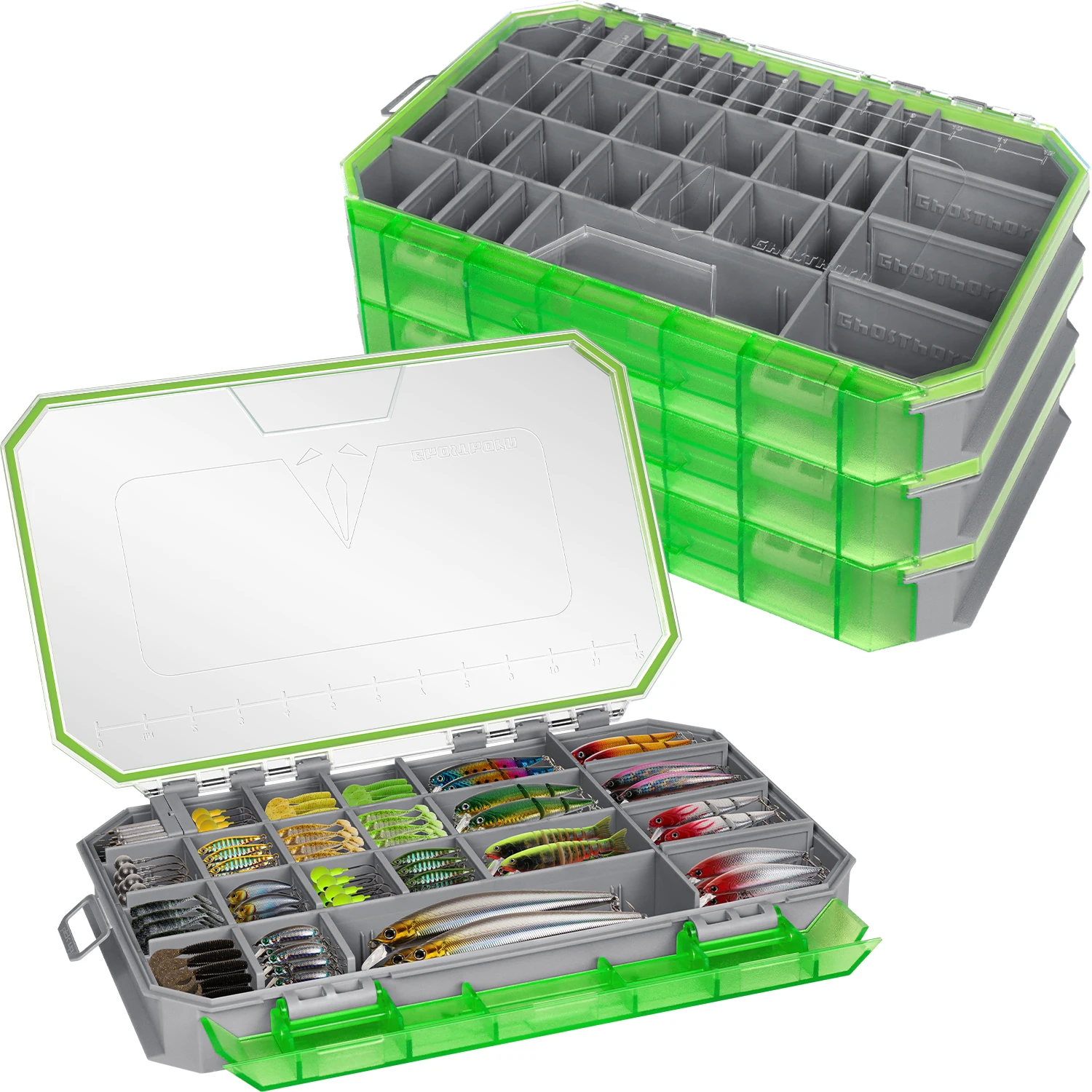 

Коробка для рыболовных снастей Ghosthorn, водонепроницаемые 3600 и 3700 лотков для снастей, пластиковые коробки для снастей Органайзер