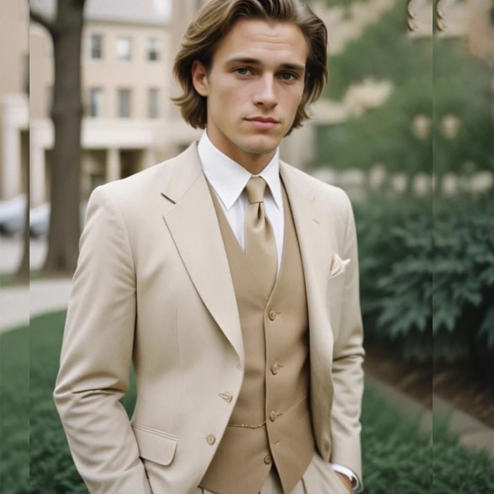 

Formal Wedding Men's Suits Luxury Single Breasted Notch Lapel Skinny 3 Piece Jacket Pants Vest Chic Male Clothing Blazer 2025