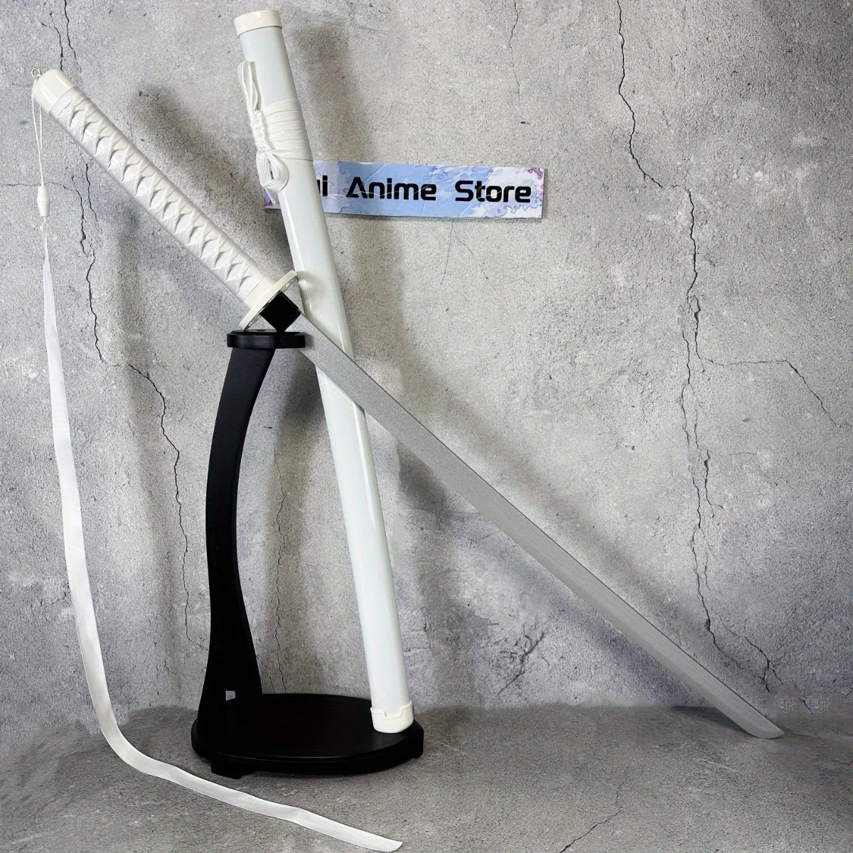 Espada de Anime de 40 pulgadas Rukia White Katana Bleach, accesorio de Cosplay, sable samurái Original, tamaño Real, cuchillo japonés Katana Ninja, regalo de hoja