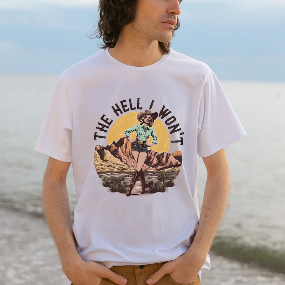 Retro Western Shirt, The Hell I Won't T-Shirt Vintage Cowgirl Shirt Retro Rodeo Country Western Aesthetic Tee Cute Women Gift