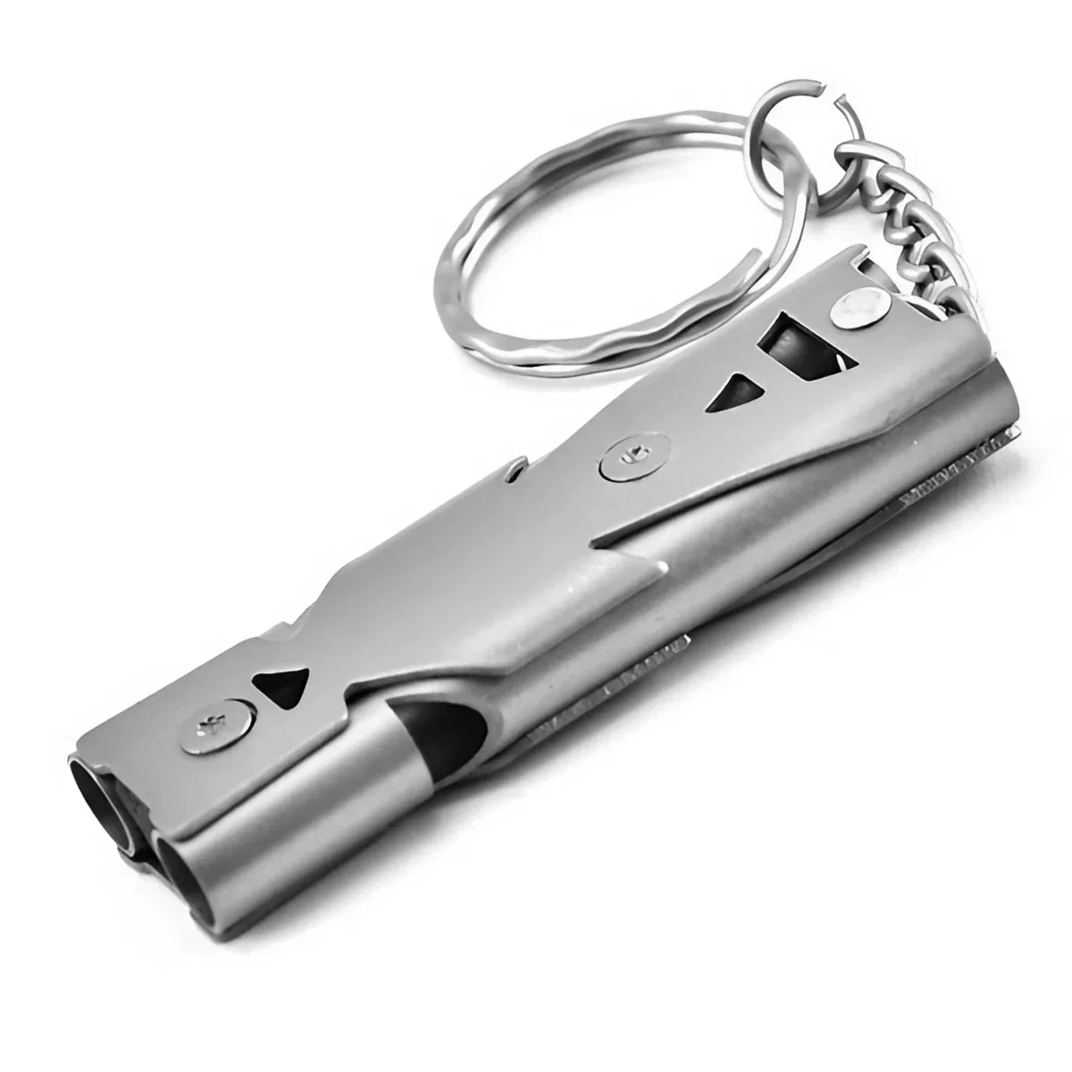 

Открытый EDC свисток для выживания, высокий децибел, двойной свисток для труб, брелок из сплава нержавеющей стали, черлидинг, аварийный многофункциональный инструмент