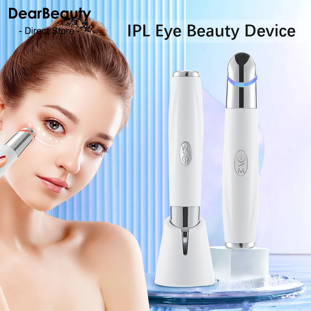 Elektrische IPL Trillingen Oogmassage Anti Donkere Cirkel Blauw Rood Licht Anti Rimpel Oogmassage Pen Heet Kompres Oogschoonheidsapparaat