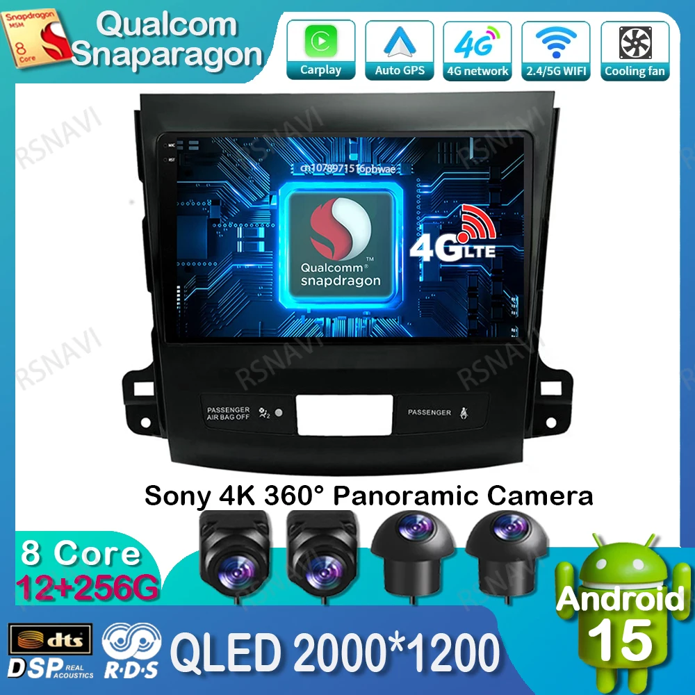 

Android 15 Car Radio For Mitsubishi Outlander 2006-2011 Peugeot 4007 Citroen C-Crosser BT Qualcomm Head Unit Autoradio GPS DSP