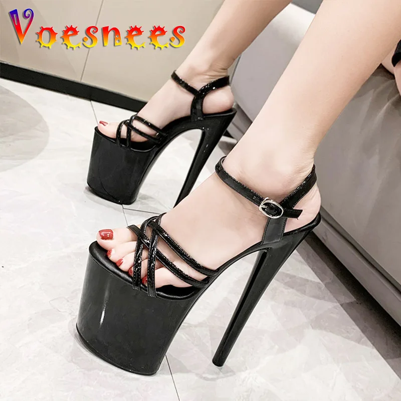 Fashion Platform High Heels Summer Sexy 20CM Models Sandals Women\'s Ankle Strap Buckle Party Shoes Nightclub Striptease Pumps