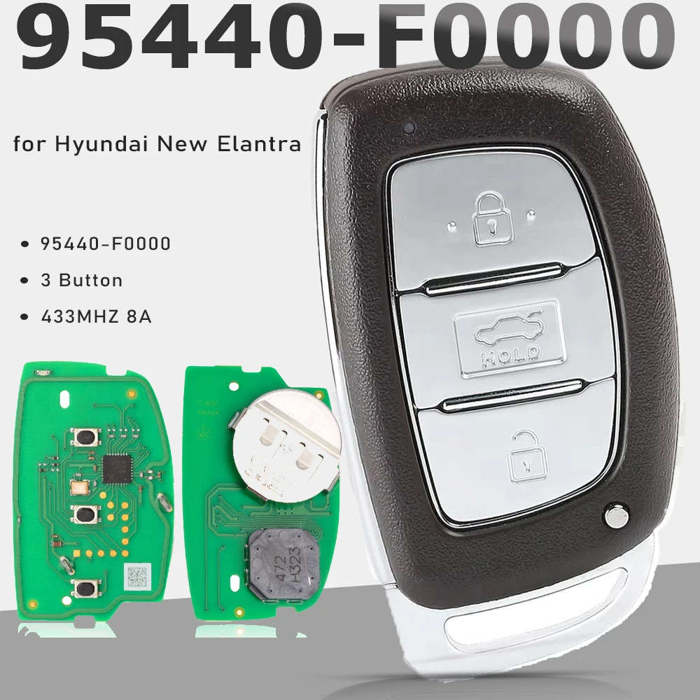 

KEYECU 95440-F0000 Умный дистанционный ключ 433 МГц 8A чип 3-кнопочный брелок для Hyundai New Elantra