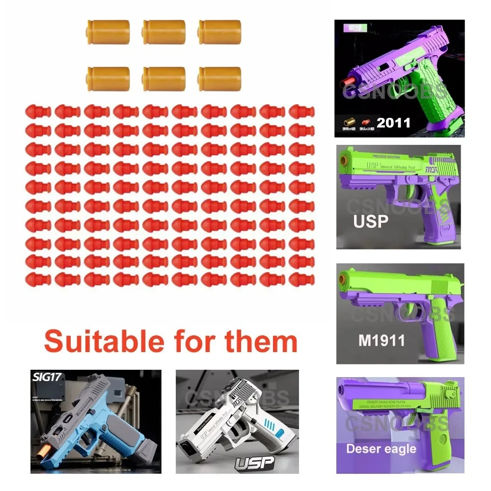 Dardos de espuma eva macia, brinquedo de tiro de estresse, balas, acessórios reutilizáveis, jogos de tiro para armas de brinquedo m1911 g17 usp