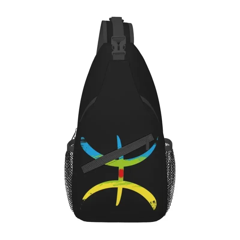 Customized Berber Amazigh Flag Sling Bags for Men Fashion Shoulder Chest Crossbody Backpack Cycling Camping Daypack