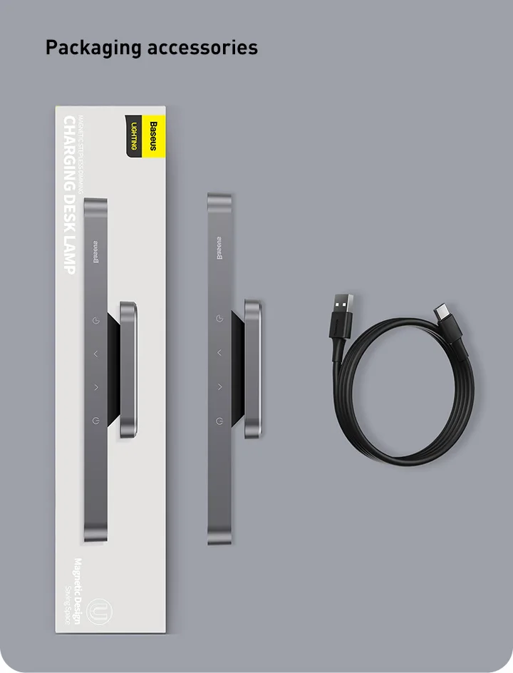 Baseus Night Hanging Magnetic LED Table Stepless Dimming Desk Lamp Rechargeable For Cabinet Bedroom Kitchen Light_maomaolike.com