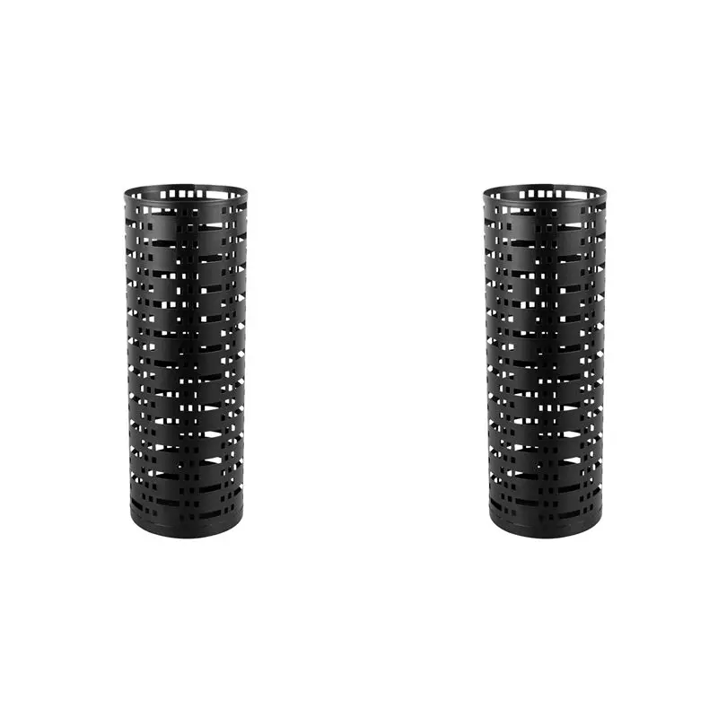 BMBY-2X Umbrella Storage Rack Round Metal Umbrella Standing Holder Box Hollow Walking Sticks Storage Bucket, Black