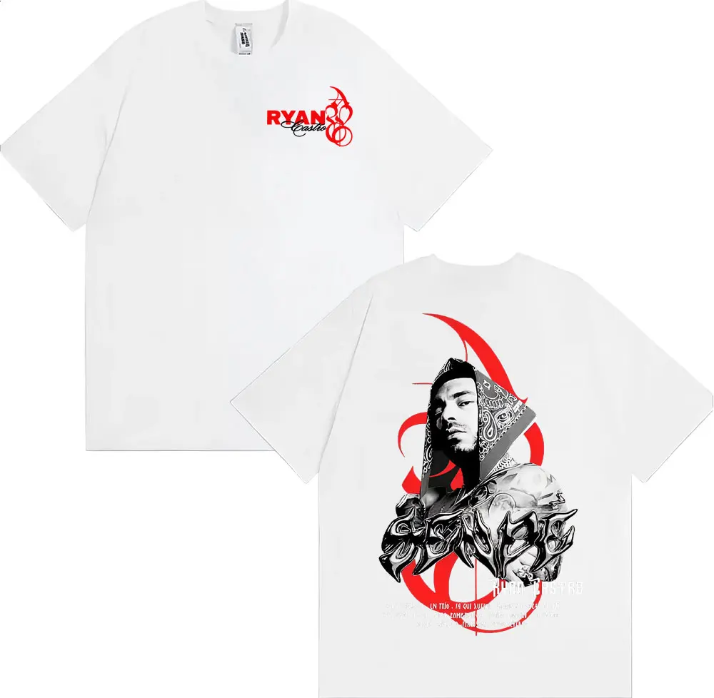 ريان كاسترو ألبوم جديد جولة ميرش تي شيرت للرجال الصيف بلايز عالية الجودة تي شيرت رجل الهيب هوب الشرير المتضخم تي شيرت الشارع الشهير
