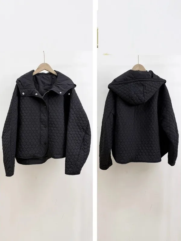 Large Size 300 Pounds Korean Style Diamond Pattern Design Light Cotton Jacket Autumn Winter Casual Hooded Men's Coat