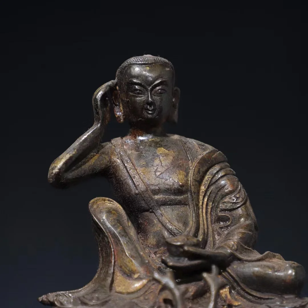 Rare  old Handmade copper Sit Deer  Buddha statue,Free shipping