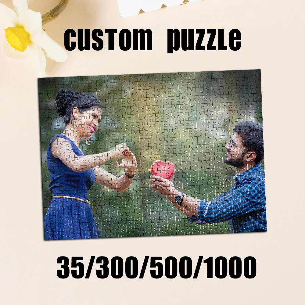 35/300/500/1000pcs Personalized Custom Photo Couple Puzzle Mother's Day Father's Day Back To School Halloween Christmas New Year