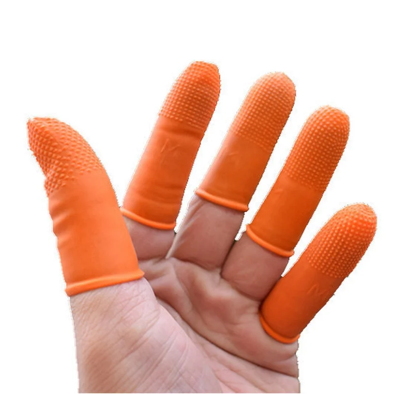 

100Pcs Rubber Anti-Slip Finger Cots Orange Disposable Protective Finger Cots For Electronic Repair Durable Easy To Use-Y41A