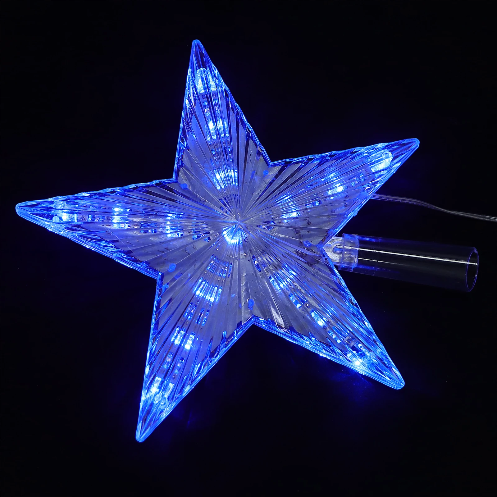 

Christmas Tree Star Topper Light LED Blue Crystal Clear Transparent Plastic Flashing Star for Tree Topper Christmas Decoration