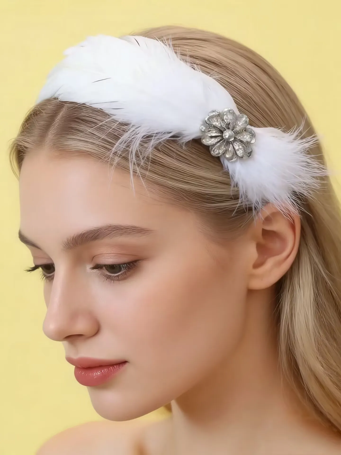 

Sweetheart Crysatl Swan head piece swan lake head dress swan tiara for adult and children White Feather Swan Headwear Ballet