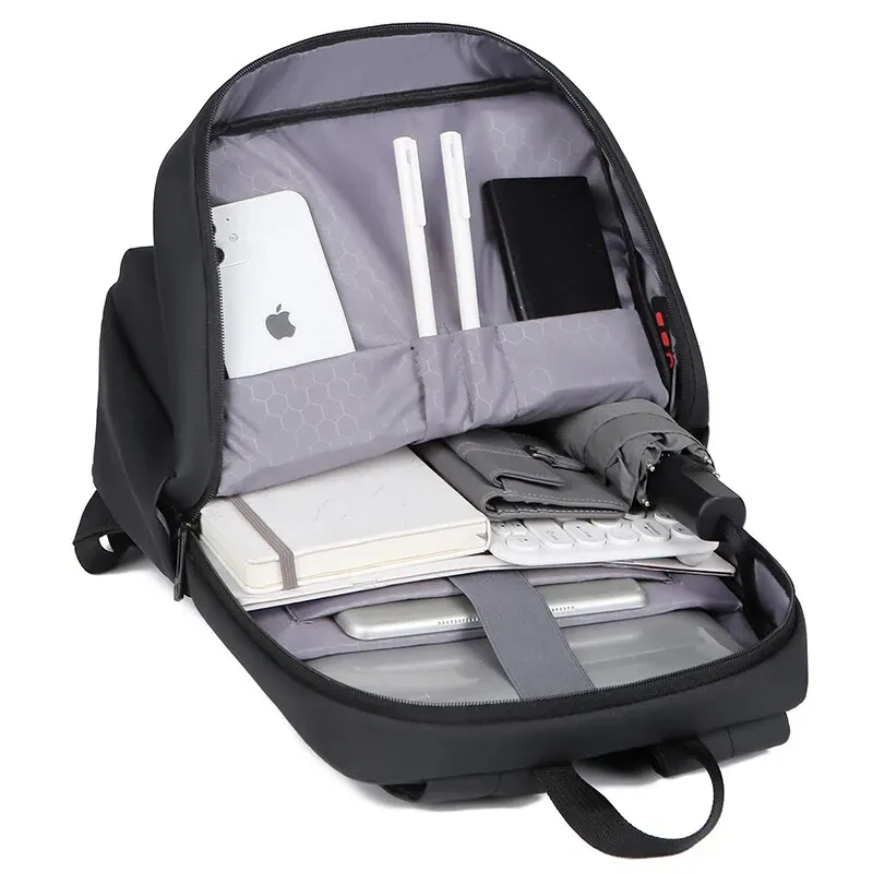 กระเป๋าเป้สะพายหลังแนวธุรกิจแข็งแบบคลาสสิกของผู้ชายกระเป๋าสะพายหลังผู้ชายสำหรับการเดินทางกันน้ำไนลอนมีคุณภาพกระเป๋ากระเป๋าเป้สะพายหลังใส่แล็ปท็อปมีระบบชาร์จ USB