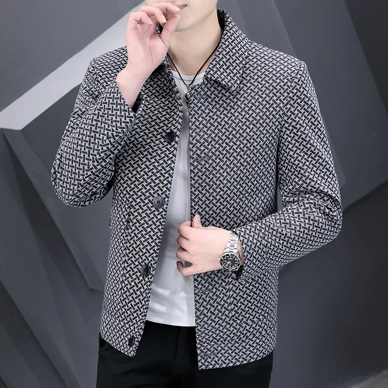 

Sli Casual Men's Jaet Trendy Turn-down Collar Autumn Winter New Arrival Comfortable Cotton Blend Long Sve Coat