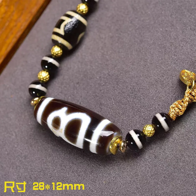 قابل للتعديل حبل مضفر قلادة مع قلادة الله الثروة ، خط واحد السماء والأرض Dzi حبة التبعي ، سلسلة سترة