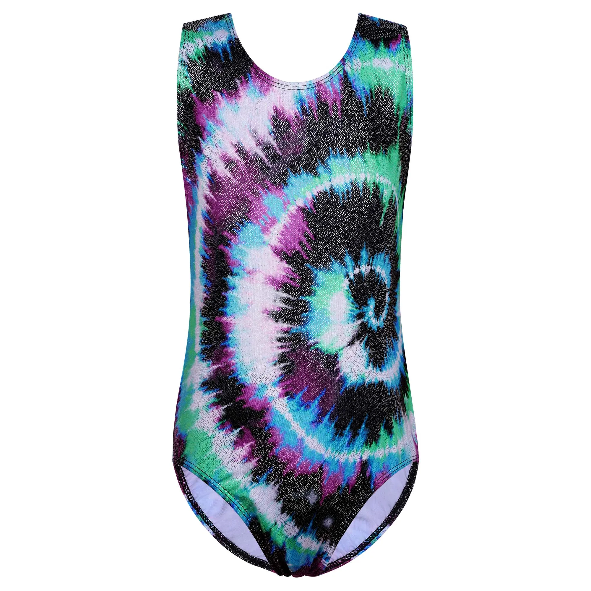 BAOHULU Tie-Dye Print Ballet Leotard for Girls Sleeveless Gymnastics Leotard Kids Sport Activewear Practice Clothes Dancewear