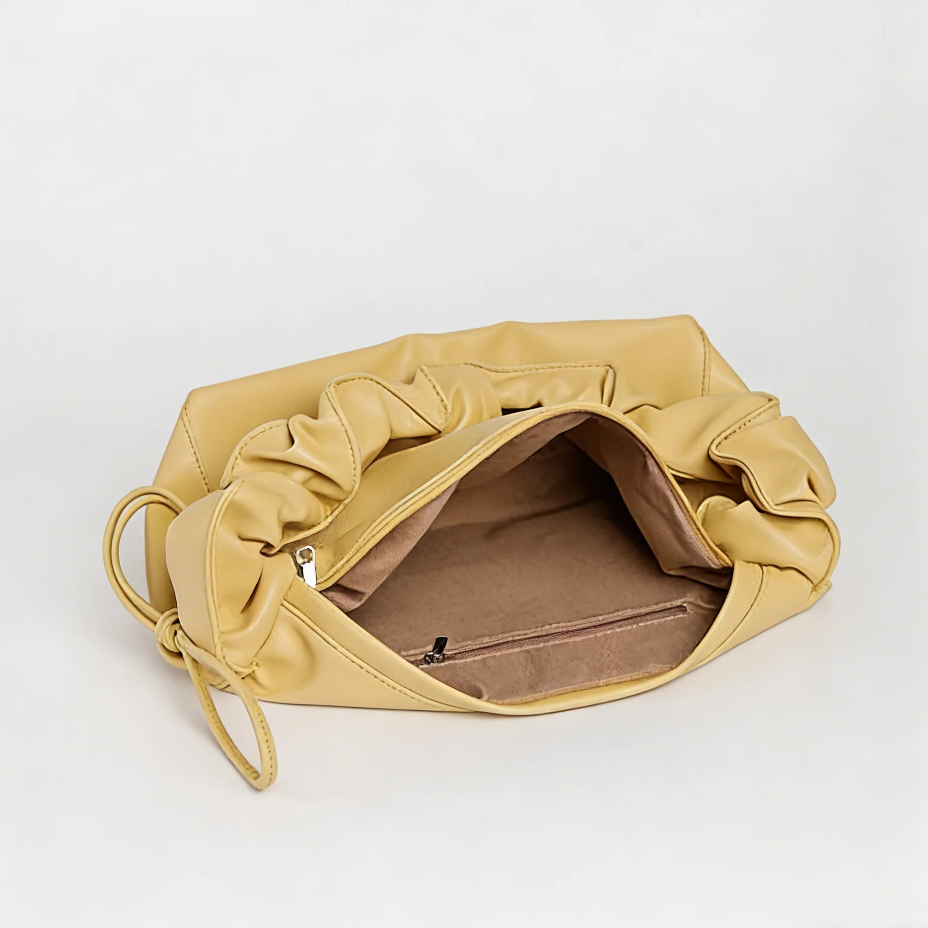 Ruched Strap Underarm Bag for Women Soft Faux Leather Shoulder Bag with Drawstring for Casual Daily Commute