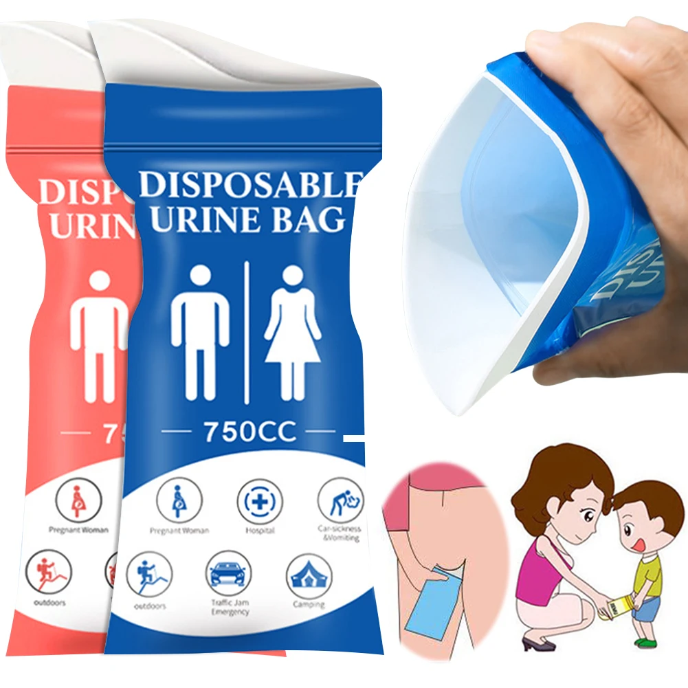 

4Pcs Disposable Urinal Bag Portable Urine Bag Leakproof Emergency Pee/Wee Bags Car Pee Bags 750ml for Pregnant Patient Kids