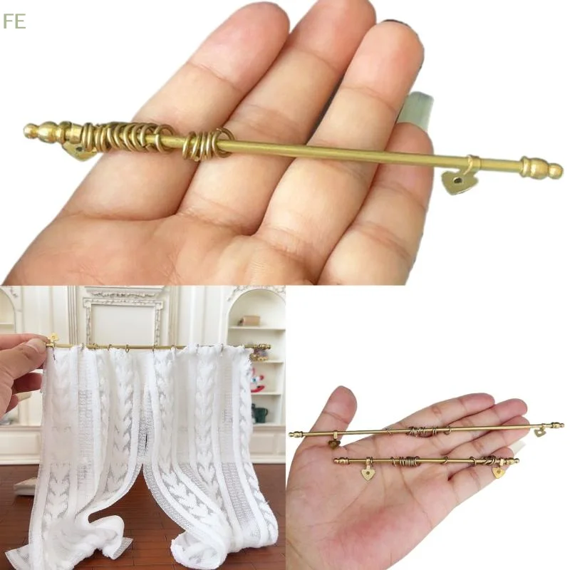 

[F] 1 Piece Dollhouse Removable Metal Curtain Rod Miniature Model Children Handmade Toy Doll Accessories