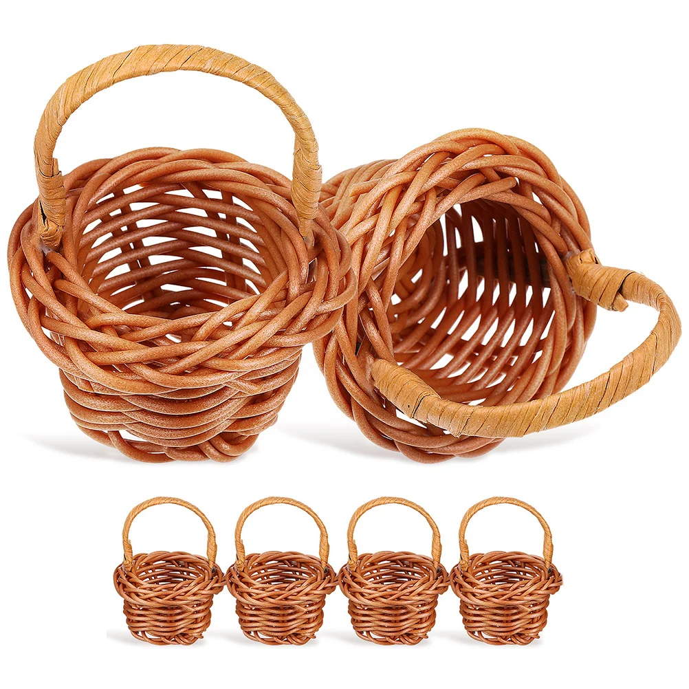 12pcs Mini Woven Flower Basket Set Rustic Coffee Tiny Baskets Home Decor House Wedding Office Centerpiece Miniature Storage