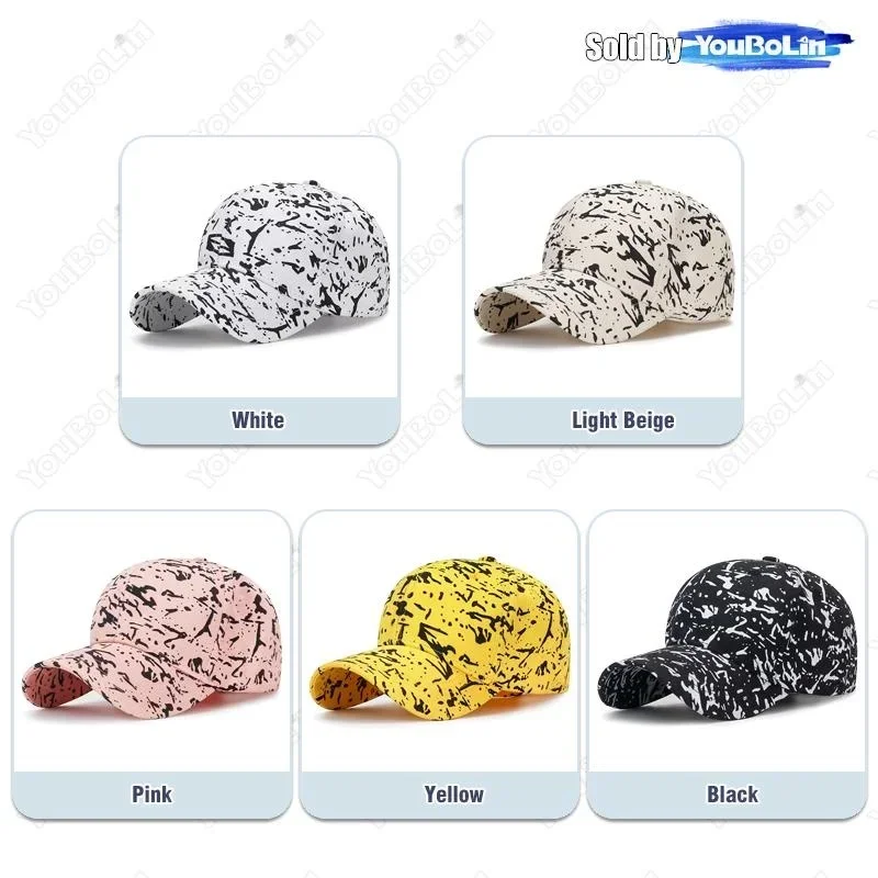 韓国版綿布ペイントドット落書きファッション帽子春と秋の若者学生トレンドサンバイザー野球帽