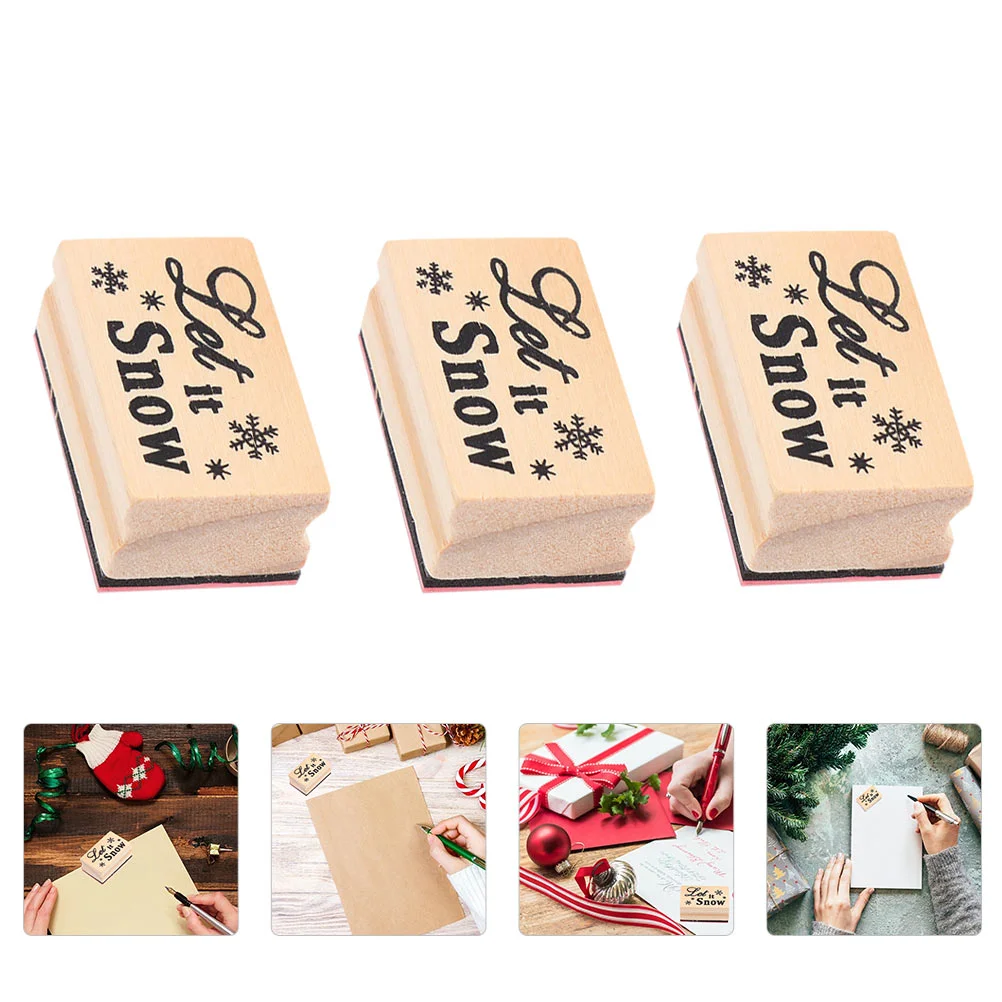 3 Pcs Christmas Snowflake Stamp for Card Making Journal Seal Hand Account Wooden