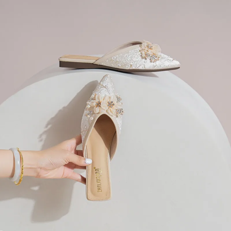 

Fashion Women's Shoes New Exquisite Flower Muller Slippers for Woman Elegant French Casual Shoes Designer Shoes Zapatos De Mujer