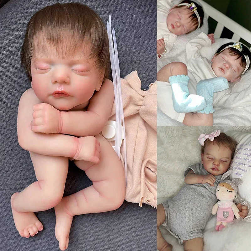 18inches Sam Already Finished Painted Reborn Doll Parts Very Lifelike Visible Veins with Cloth Body Included Hand-rooted hair