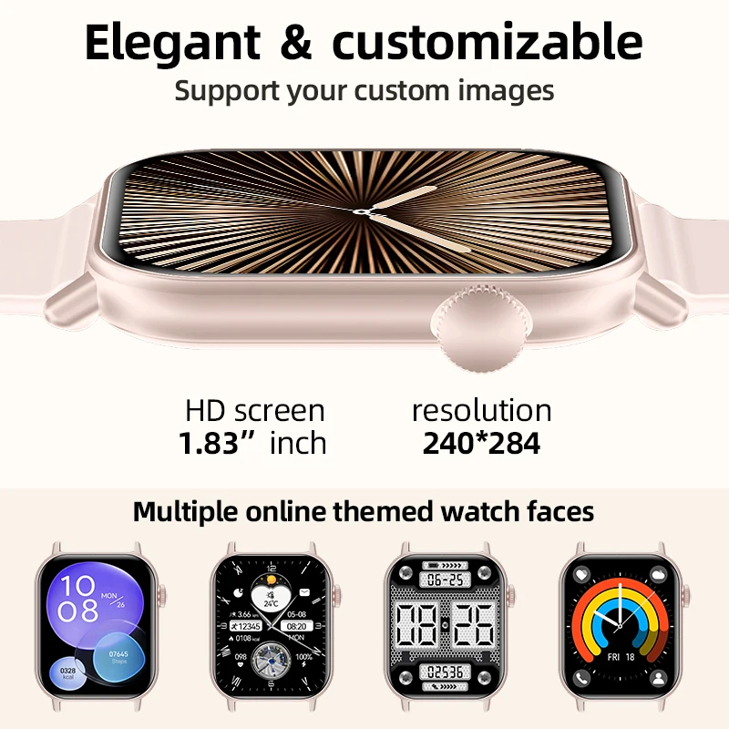 LIGE Fashion 1.83” HD Full Touch Screen Smart Watch Women Voice Assistant Bluetooth Call Men's Watches Health Monitor Smartwatch