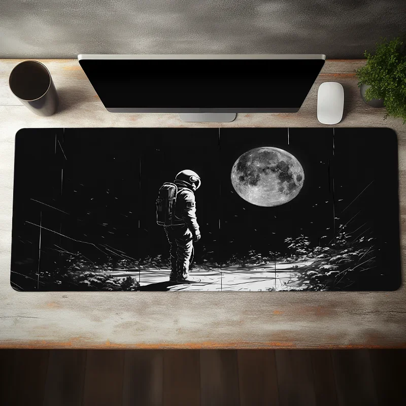 Large Gamer Mouse Pad Astronaut Moon Landing Desk pad Non-Slip Rubber Accessory keyboard pad Office Home Decor Gift Gaming PC