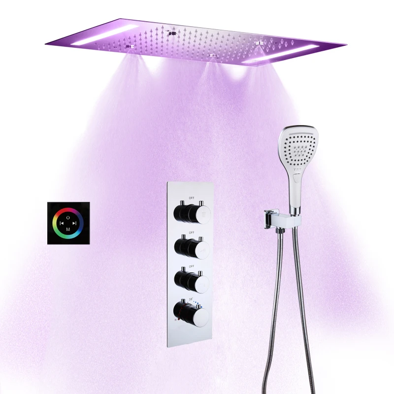 

500*360 Concealed Shower Mixer Led Shower Set Thermostatic Multifunction SPA Rainfall Atomizing Led Shower System